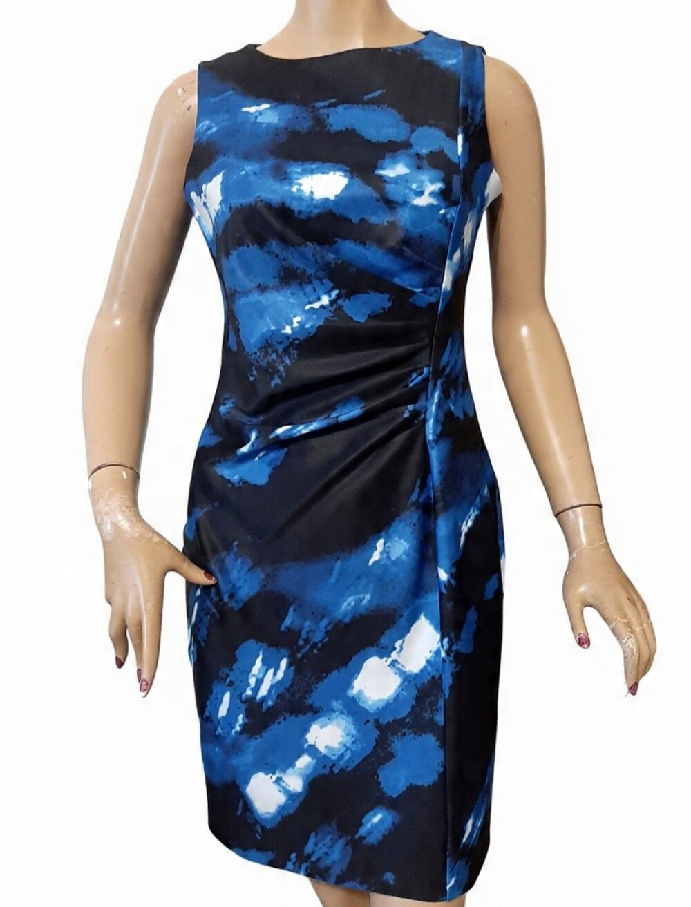 Karl Lagerfeld Paris Blue & Black Sheath Dress Women's Small